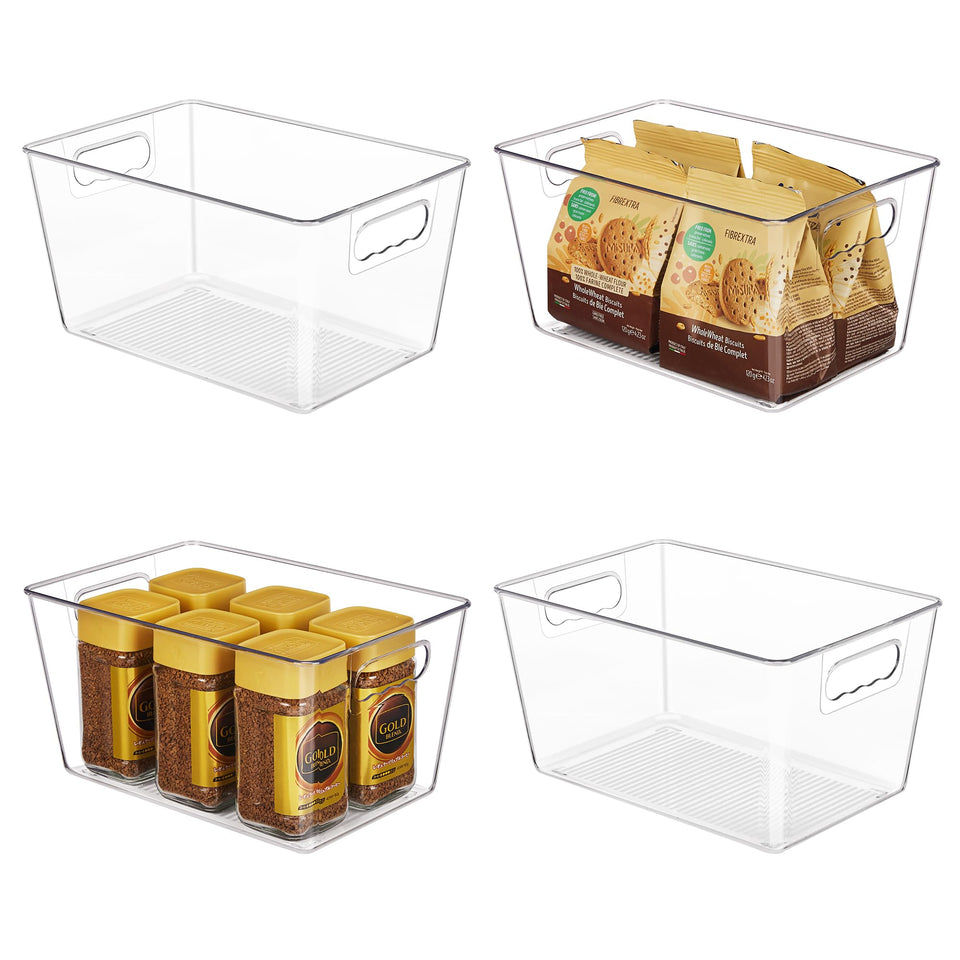 YIHONG clear storage bins front view for four-pack organization
