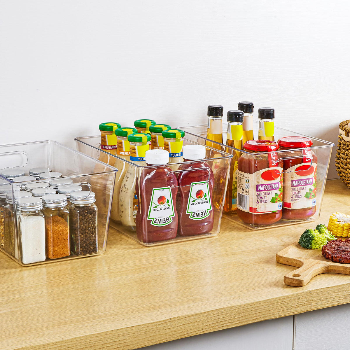 Compact YIHONG organization bin ideal for kitchen and under-sink storage.