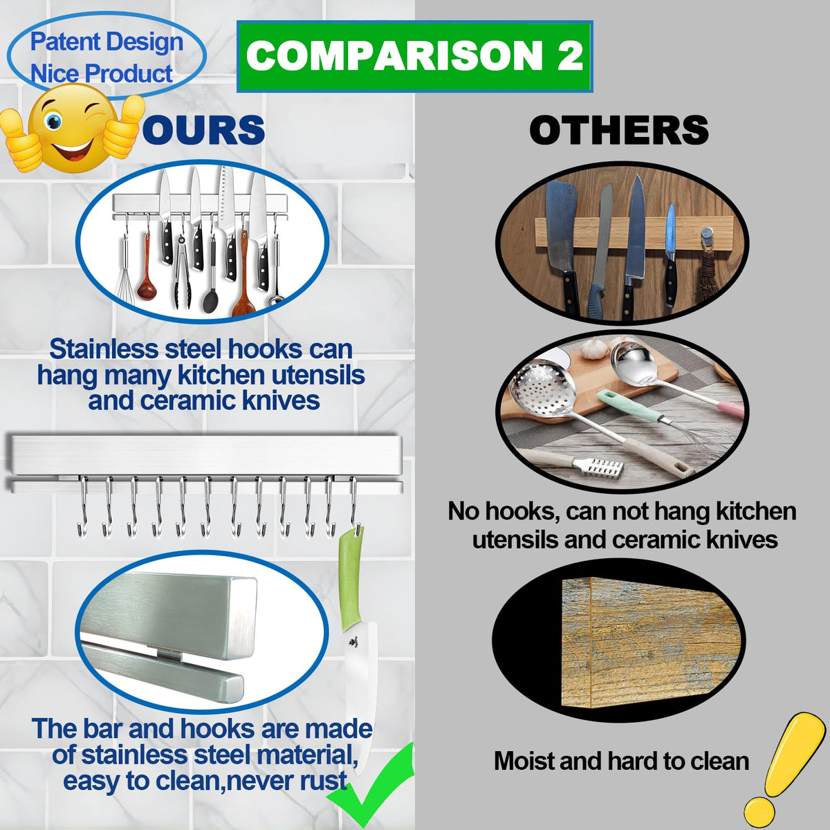 YIIYIIN strip neatly holds knives and utensils, saving counter space