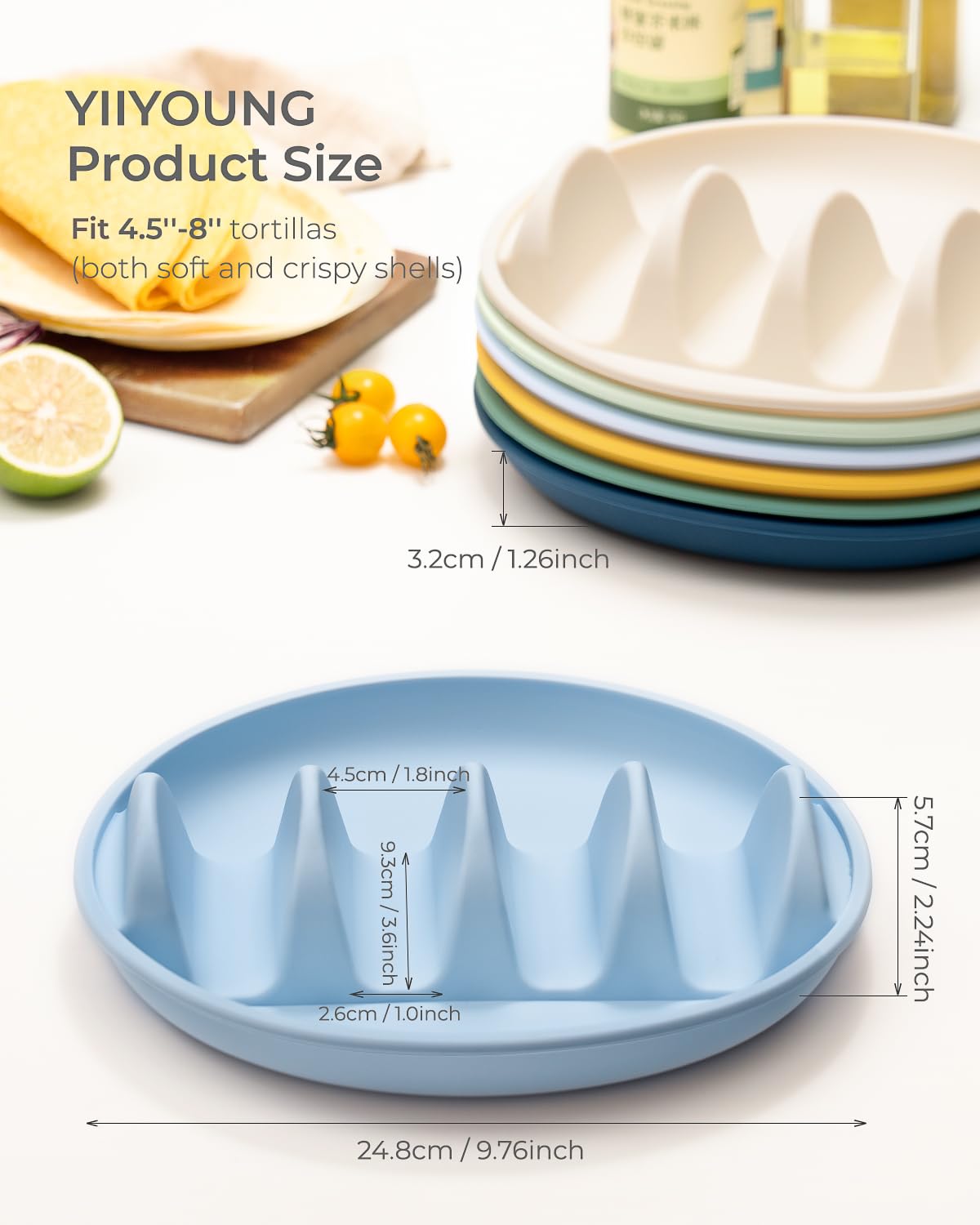 YIIYOUNG silicone taco plates with metal-reinforced frame for stability