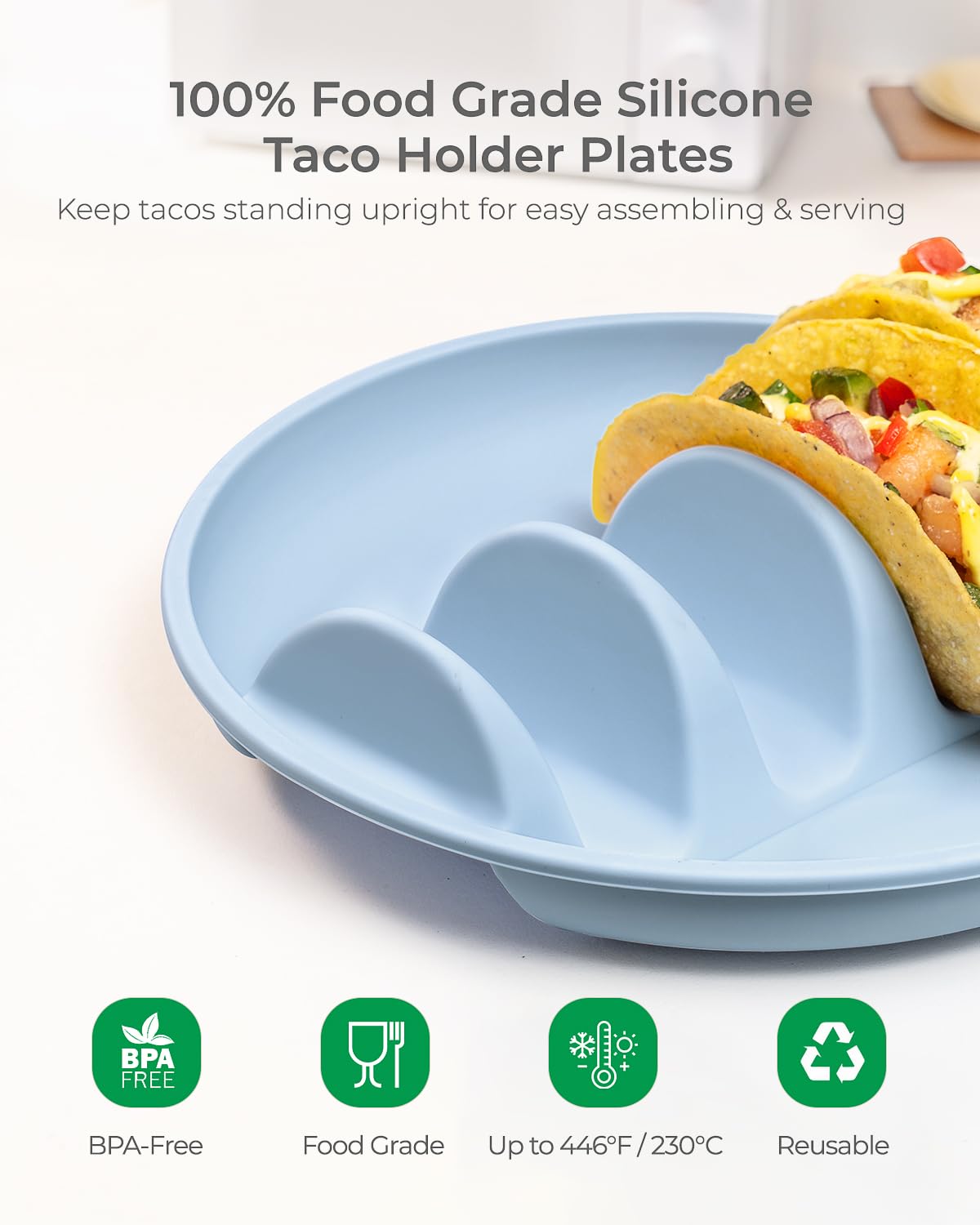 YIIYOUNG 9.76 inch taco plate diameter fits four tacos