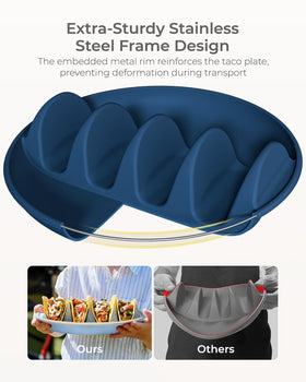 YIIYOUNG four-slot silicone taco holder in use for serving