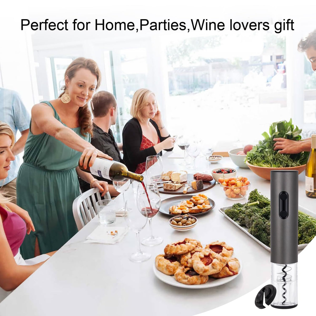Yiizy electric wine opener in action during a bottle service moment.