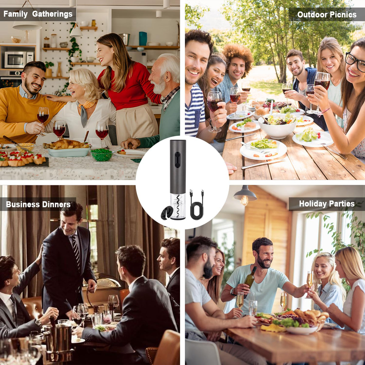Yiizy gift-pack includes foil cutter and USB-C cable for wine lovers.