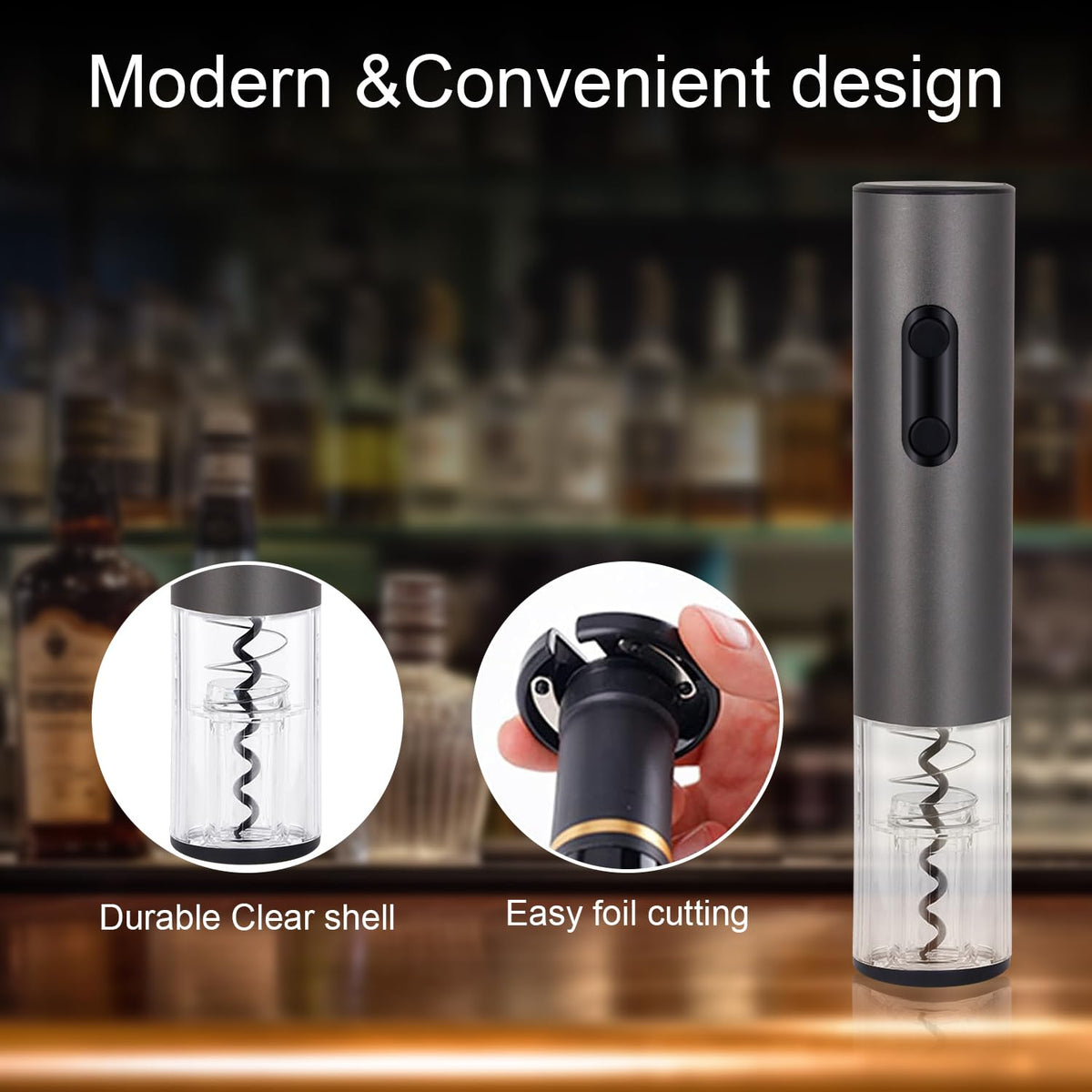 Yiizy matte-finish wine opener adds modern style to home bar setups.