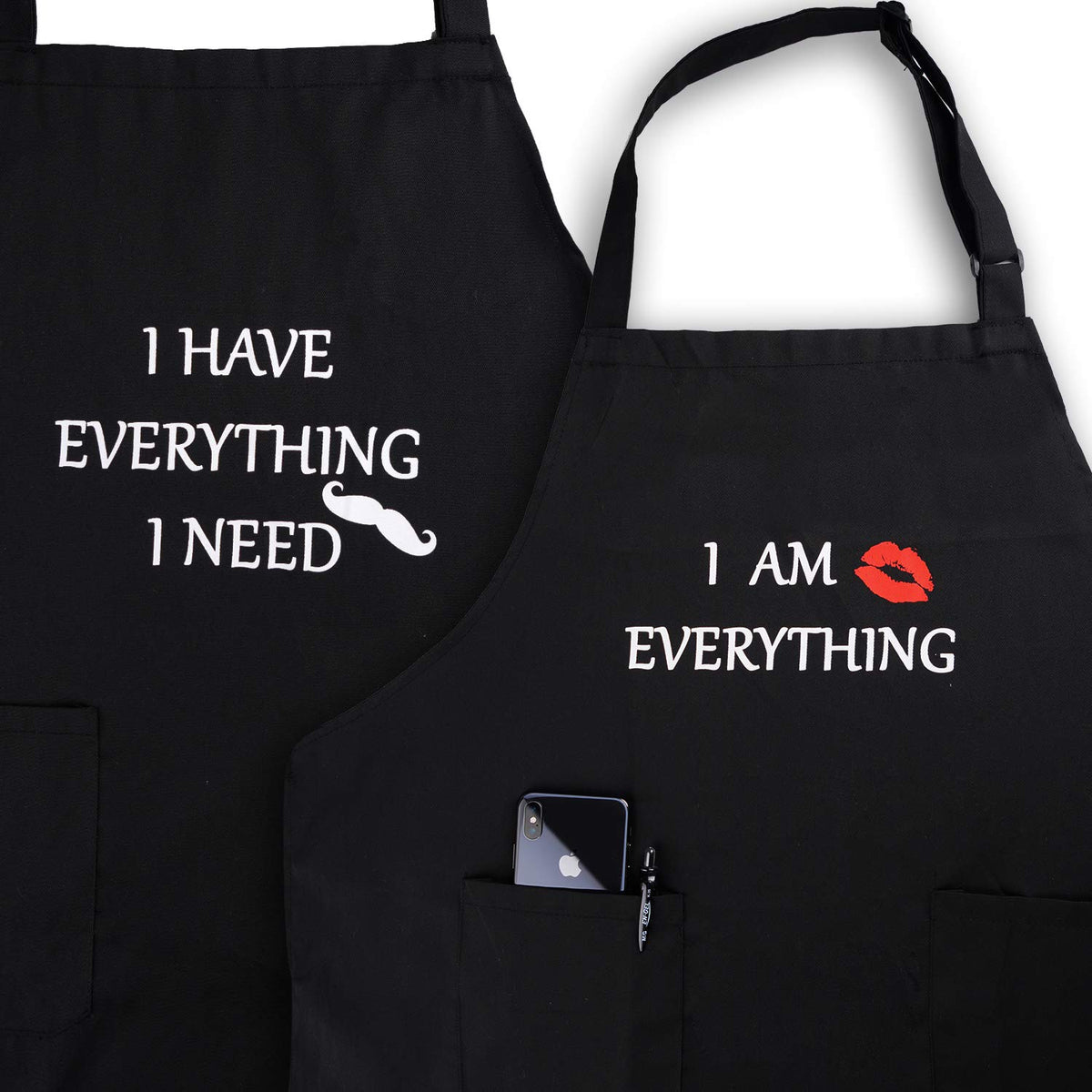 YIKA couples apron showing waterproof fabric for easy cleaning during cooking