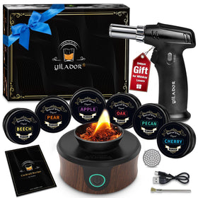 Yilador electric whiskey smoker kit with torch in action for rich cocktails.