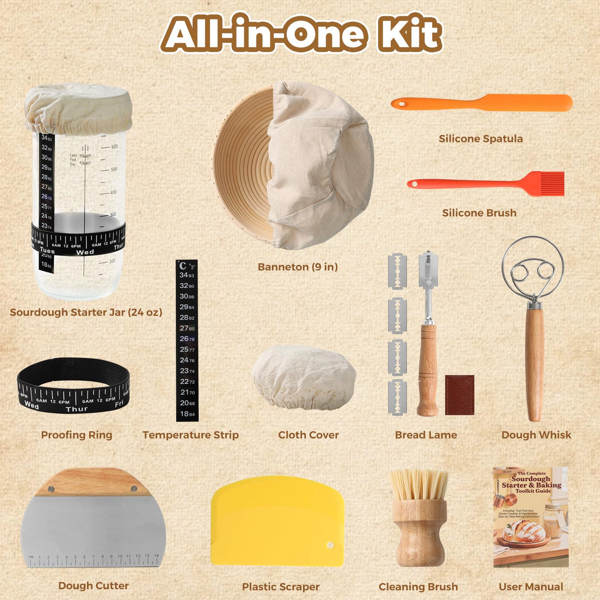 YILIHCIA sourdough starter jar kit ready for reliable fermentation