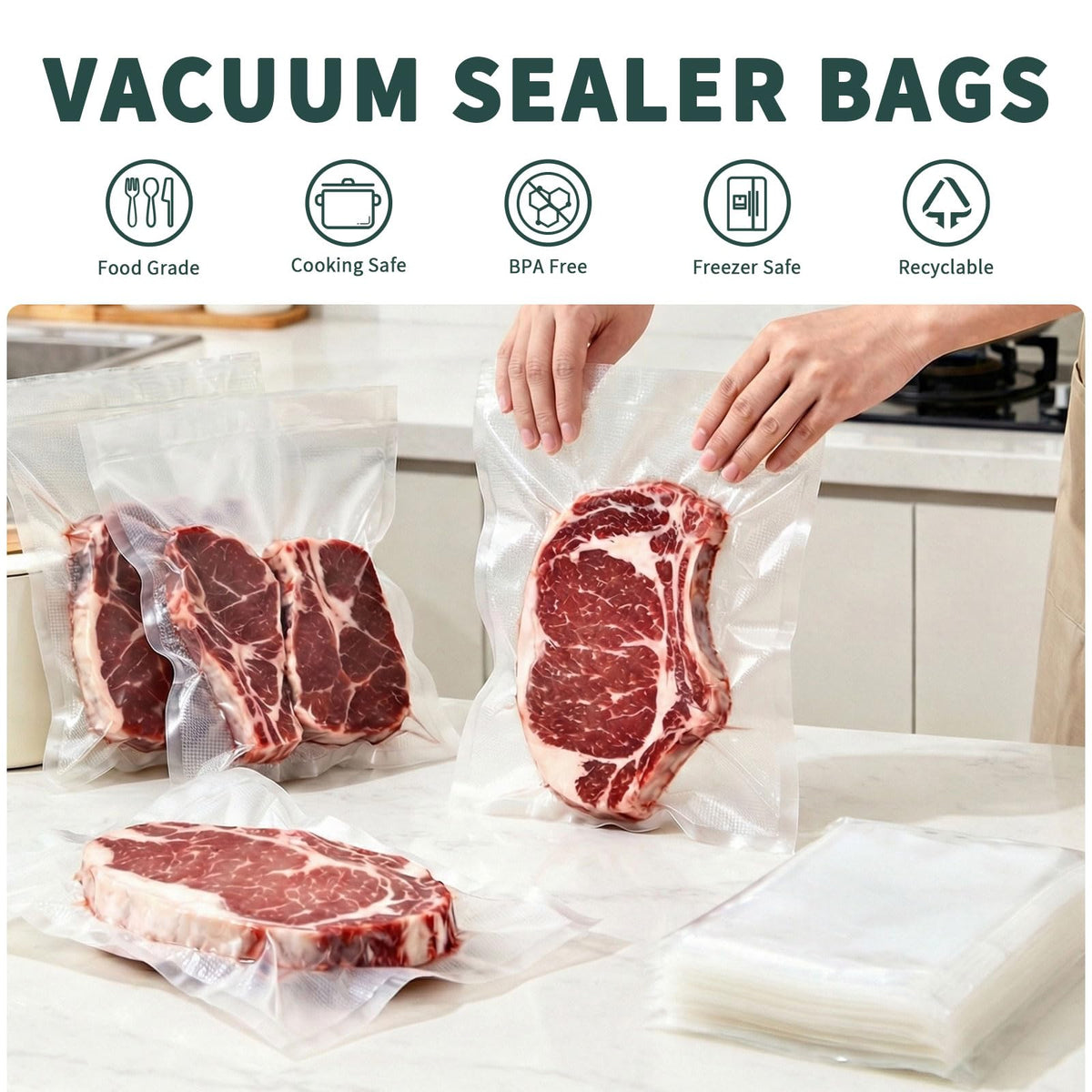 YILUFA1688 heavy-duty food storage bags for pantry, camping, and chores.