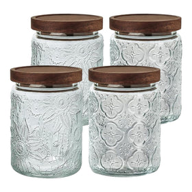 Yiluokuang 24oz airtight glass jar with bamboo lid for organized kitchen storage.