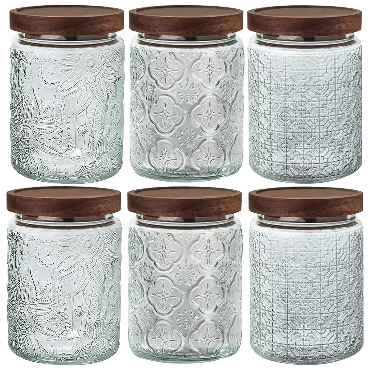 Yiluokuang 24oz airtight glass jar with bamboo lid on the counter for fresh storage