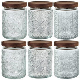 Yiluokuang 24oz airtight glass jar with bamboo lid on the counter for fresh storage