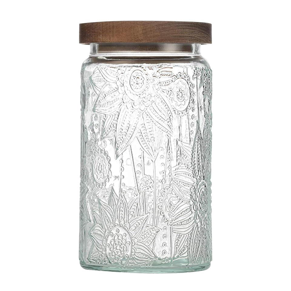 Yiluokuang 34 oz glass jar with bamboo lid for fresh pantry storage