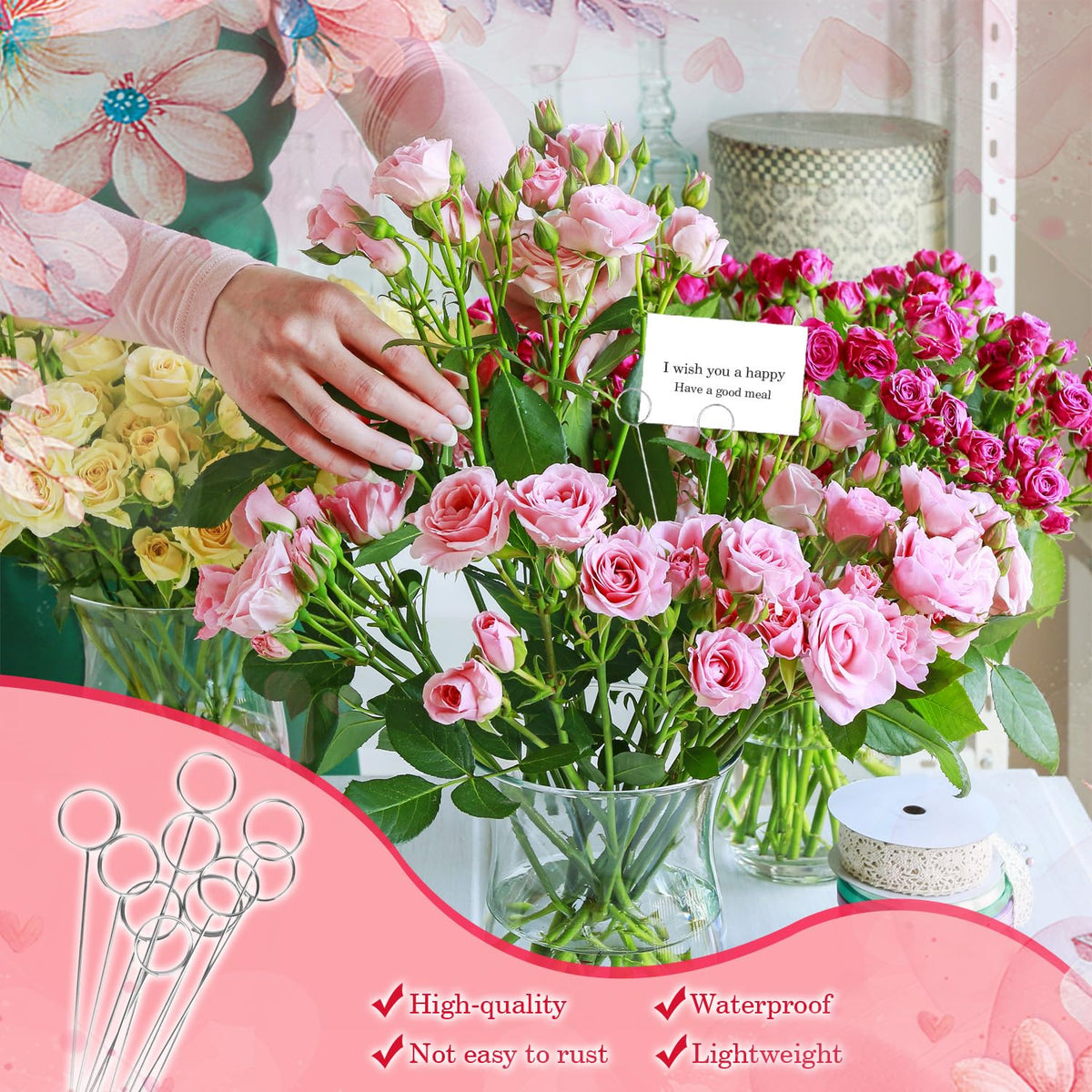 Yimerlen sturdy silver picks for outdoor wedding decor.
