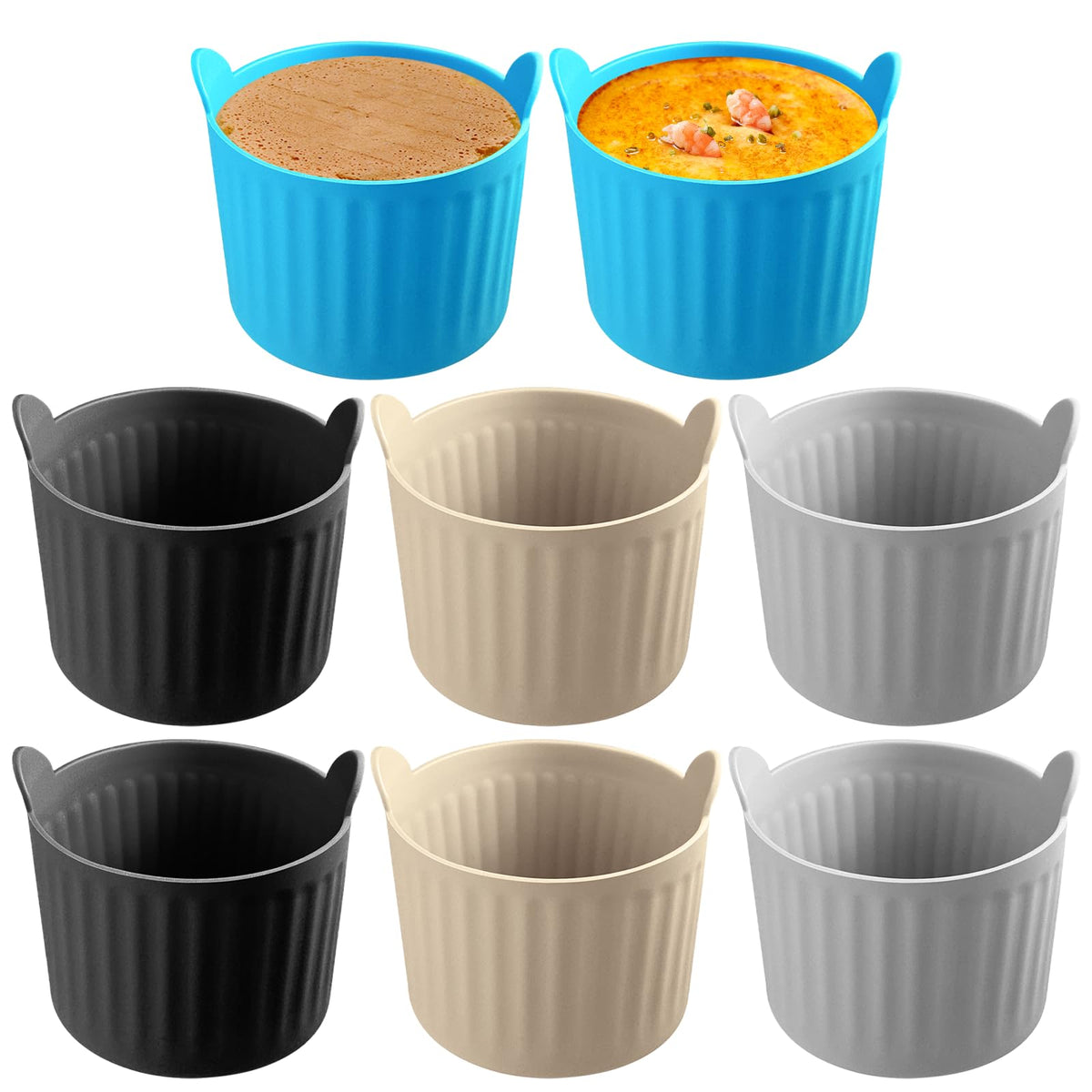 YINARONG silicone air fryer ramekins for eggs, muffins, or puddings with easy nonstick release.