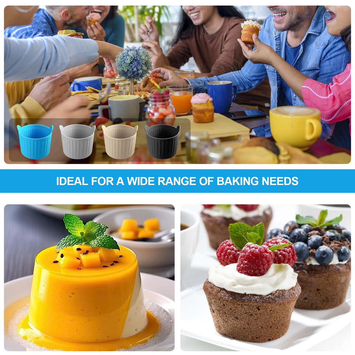 YINARONG silicone ramekins for cupcakes and muffins with flexible release and quick cleanup.