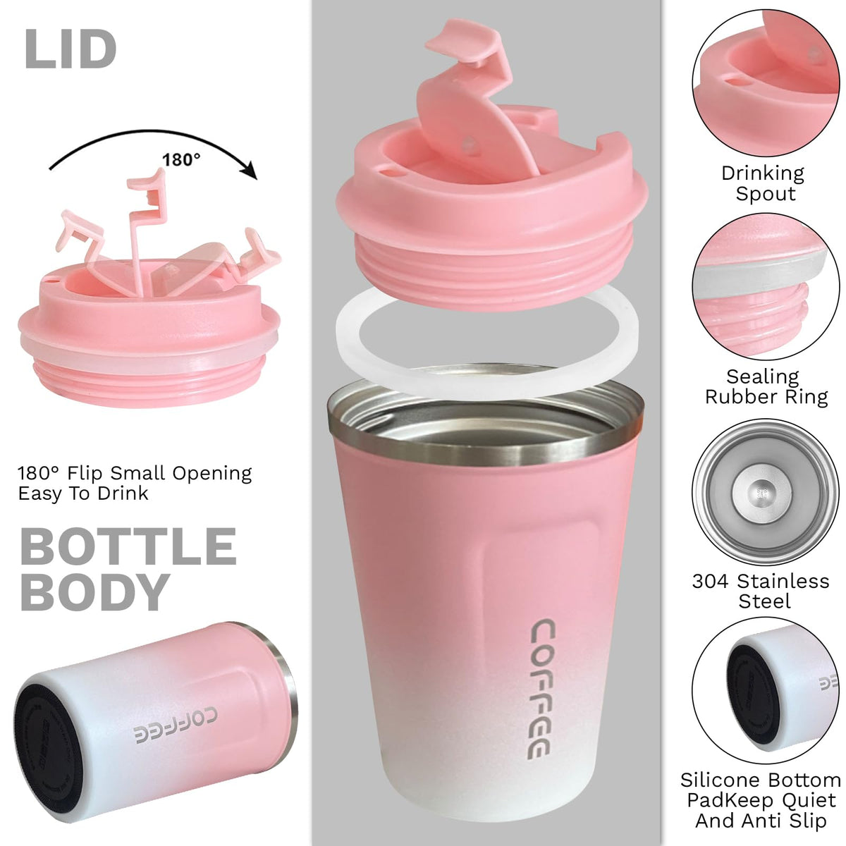 YINBAOGE spill-proof mug with screw lid demonstrates secure transport