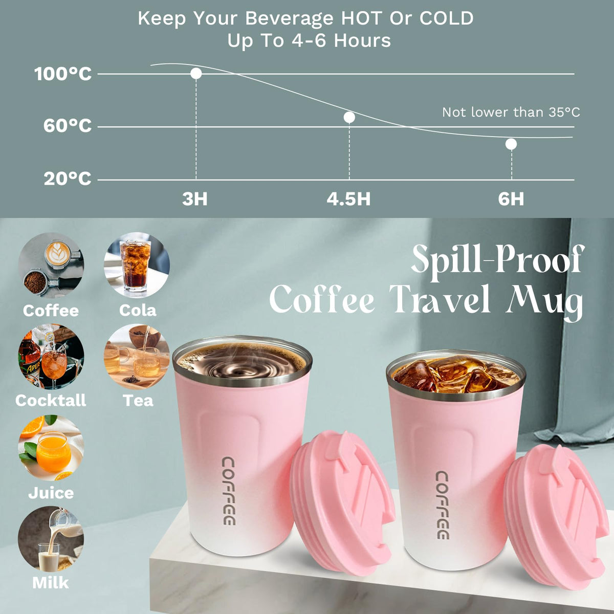 YINBAOGE interior 304 stainless steel ensures safe, odorless drinks