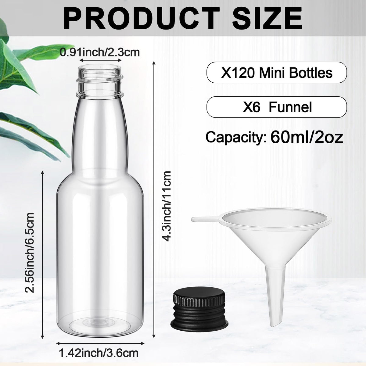 Yinder shot bottle with airtight cap keeps contents fresh.