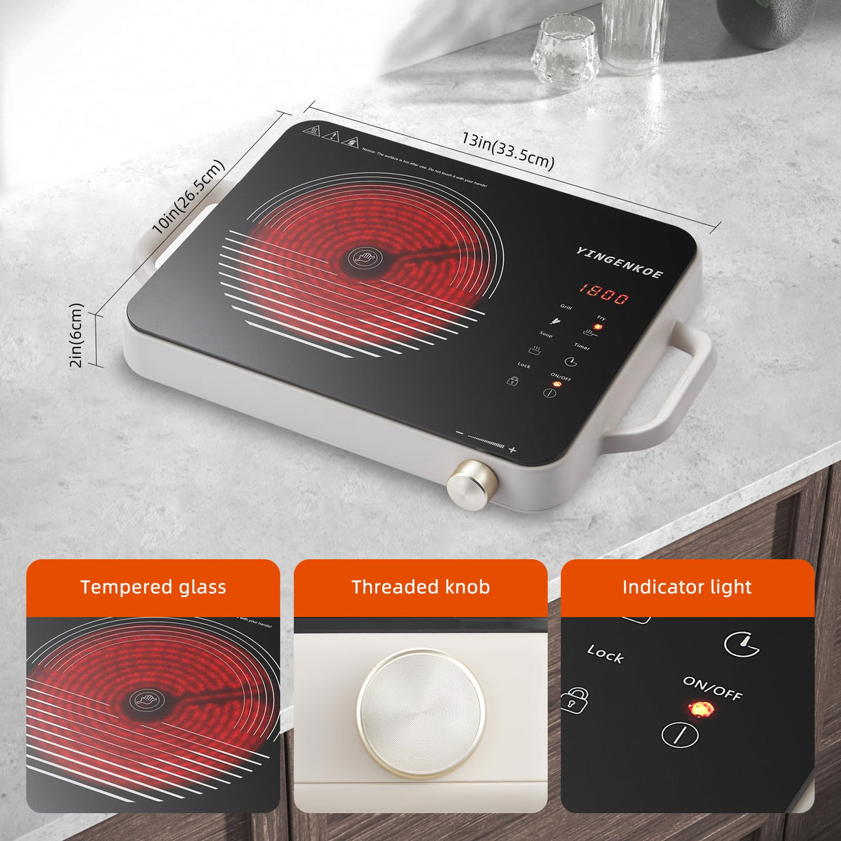 YINGENKOE portable cooktop fits in backpacks and small spaces