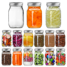 YINGERHUAN 16 oz clear regular-mouth jar with silver lid for pantry storage and easy access