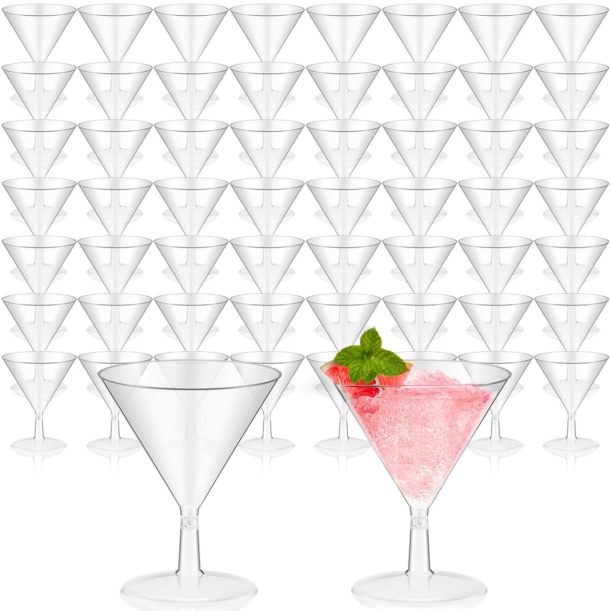 Yinkin 50pcs 2oz plastic martini glasses ready for service with clear presentation