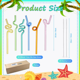 Yinkin green curved glass straw enhances juices and waters