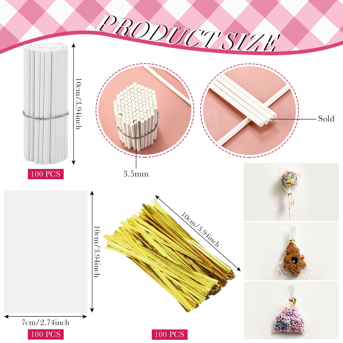 Yinkin lollipop bags keep finished treats fresh and visually appealing.