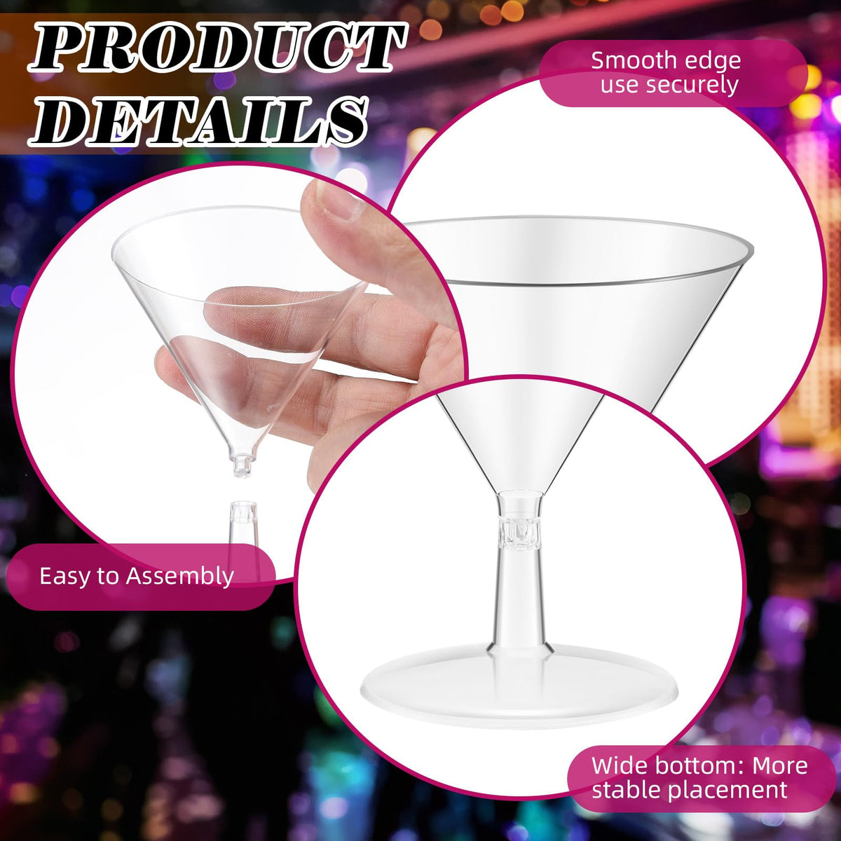 Yinkin mini martini dessert cups ideal for desserts at events
