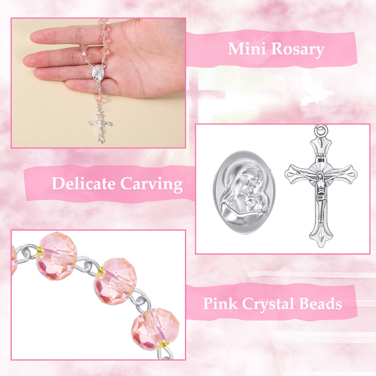 Yinkin rosary length 4.5 inches, easy to display at ceremonies