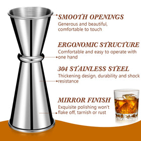 Yinkin stainless steel bar measuring cups highlight durability and rust resistance.