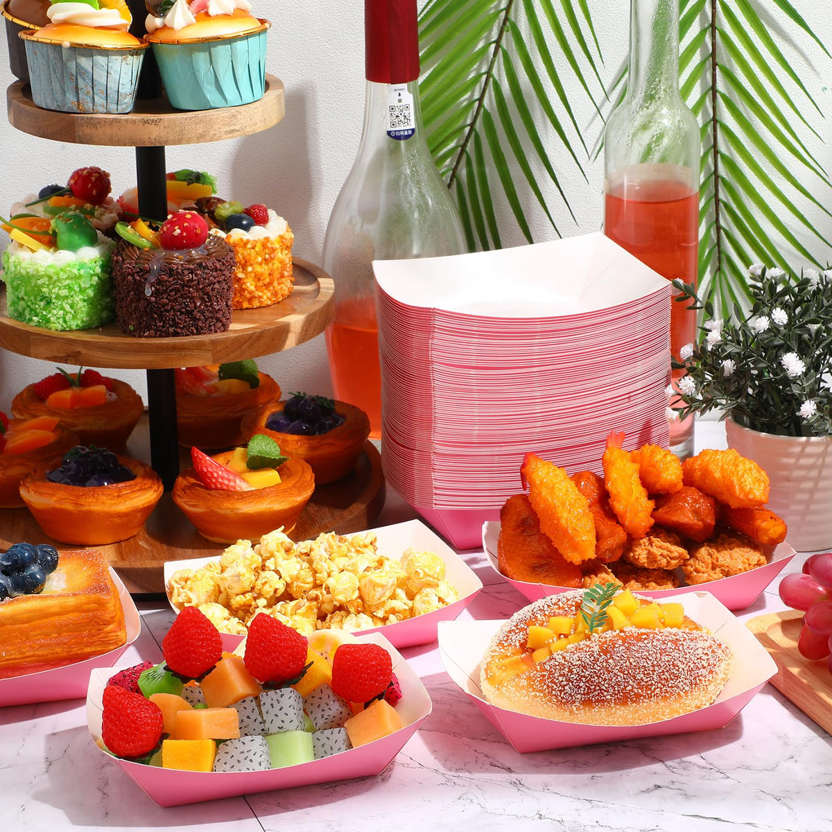 Yinkin pink party trays ideal for concessions and weddings
