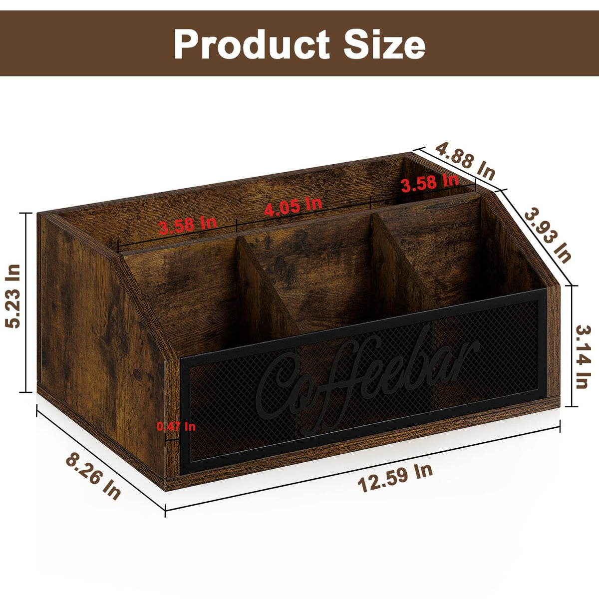 YINMIT coffee station organizer back compartment holds cups at a glance