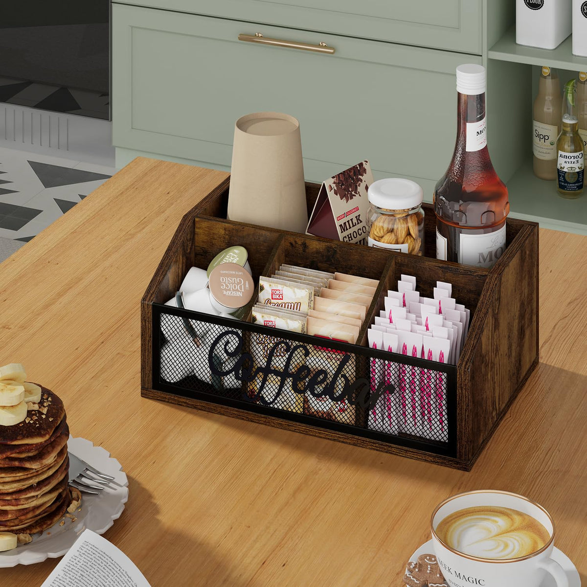YINMIT coffee station organizer on countertop fits compact areas