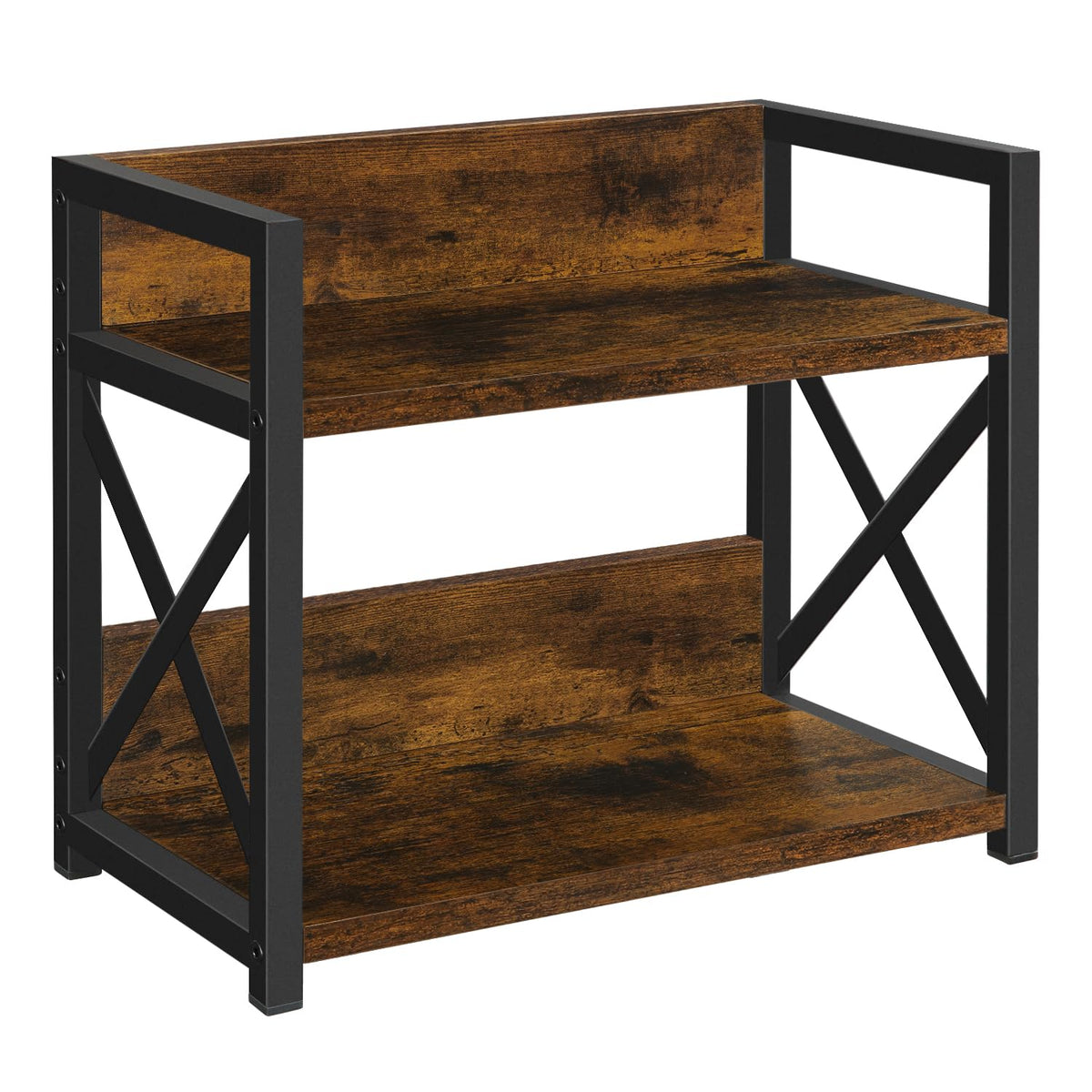YINMIT countertop shelf organizer in rustic brown keeps mugs neatly displayed