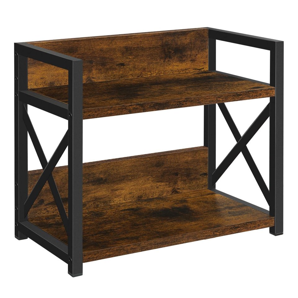 YINMIT countertop shelf organizer in rustic brown keeps mugs neatly displayed