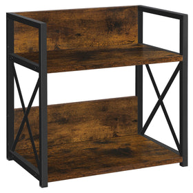 YINMIT countertop shelf organizer in rustic brown keeps mugs and syrups within easy reach.