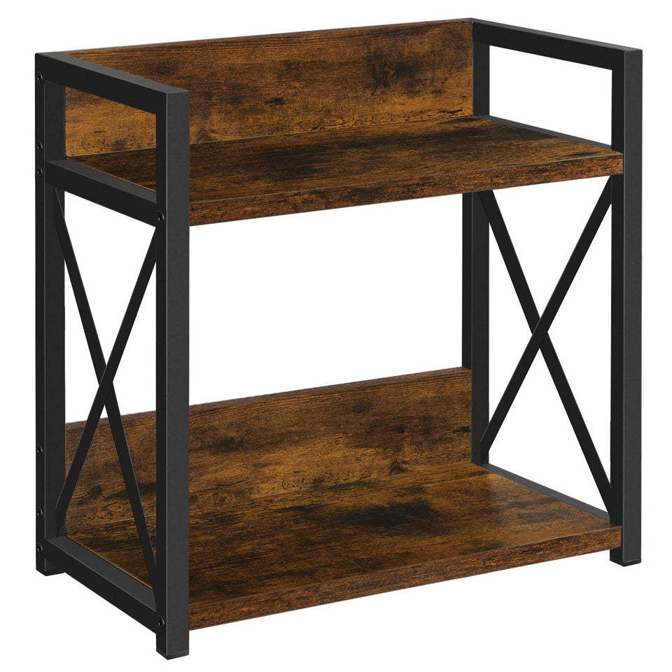 YINMIT countertop shelf organizer two-tier keeps mugs and syrups neatly arranged on the counter.