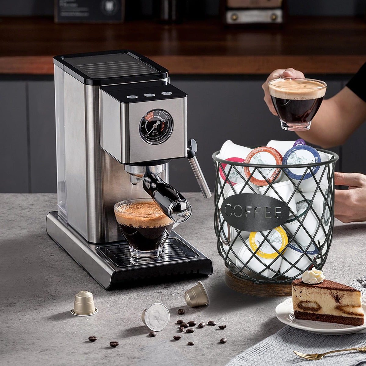 YINMIT K Cup Holder showcases up to 35 pods, keeping coffee at your fingertips.