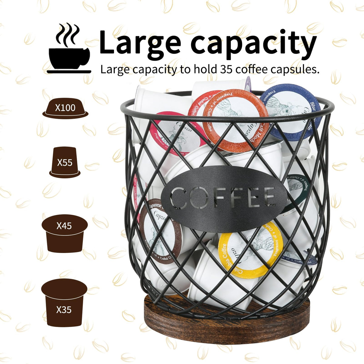 YINMIT K Cup Holder on a 6-7 inch diameter footprint fits compact counters.