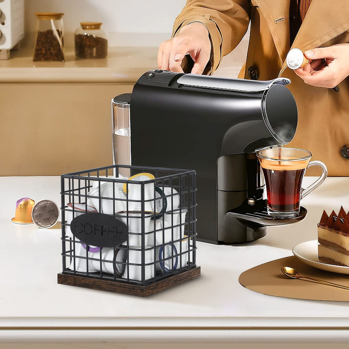 YINMIT K Cup Holder Organizer top view reveals accessible pod storage and tidy design.