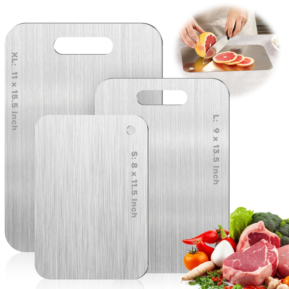 Yiorr Katuchef titanium cutting board small side for herbs and veggies, non-porous and easy to clean.