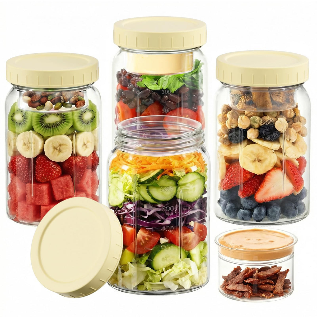 Yirilan salad jars 4-pack ready for meal prep and portion control