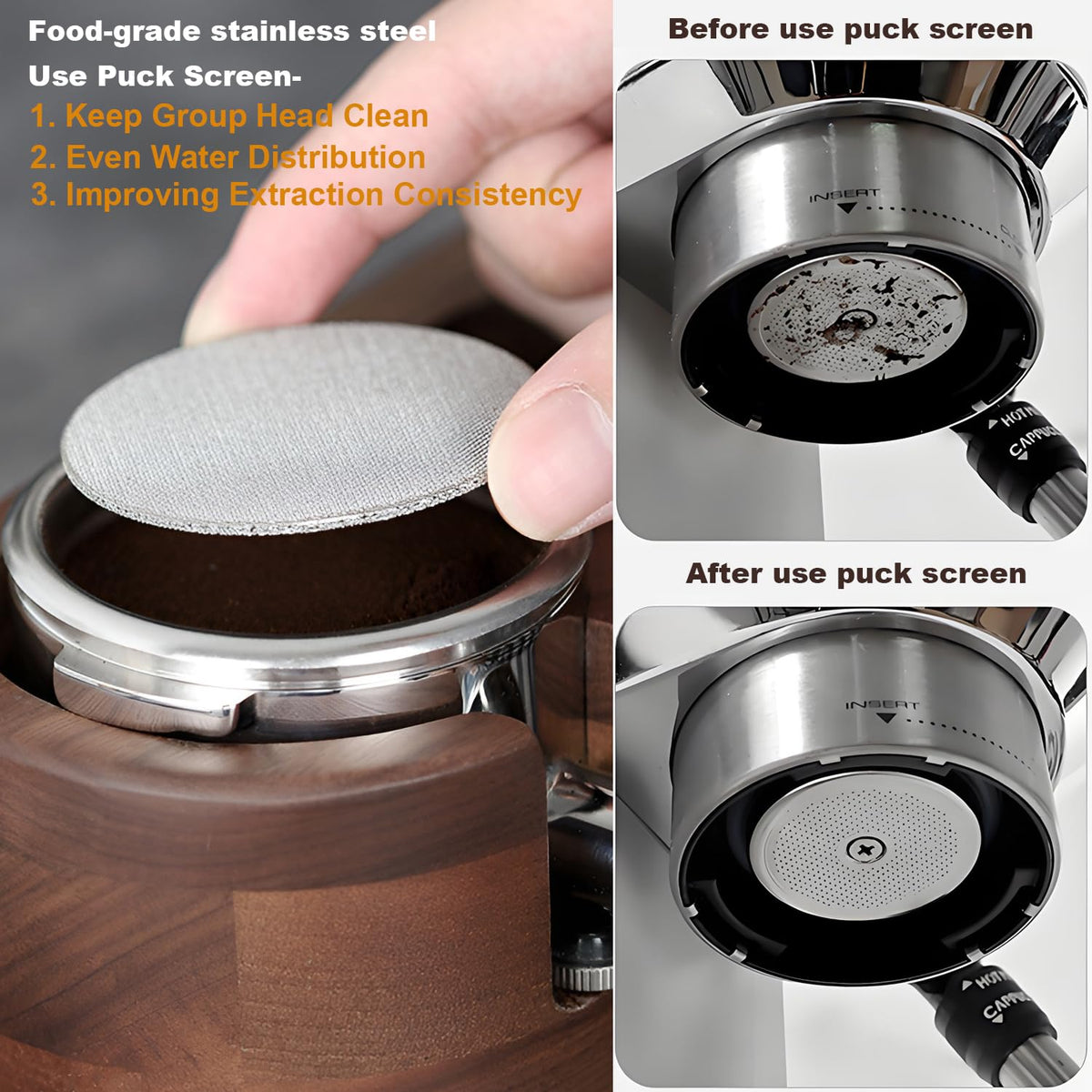 YITIHOME puck-screen 150μm evenly distributes water for smoother pours.