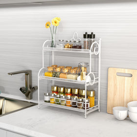 YIUKEA 3-tier spice rack on a kitchen counter for easy access