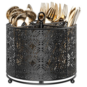 YIUKEA 360° rotating utensil caddy top view for instant counter access.