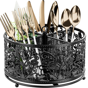 YIUKEA 360° rotating utensil caddy for easy countertop organization and access