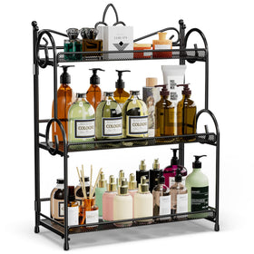 YIUKEA 3-tier countertop rack keeps spices and cosmetics organized
