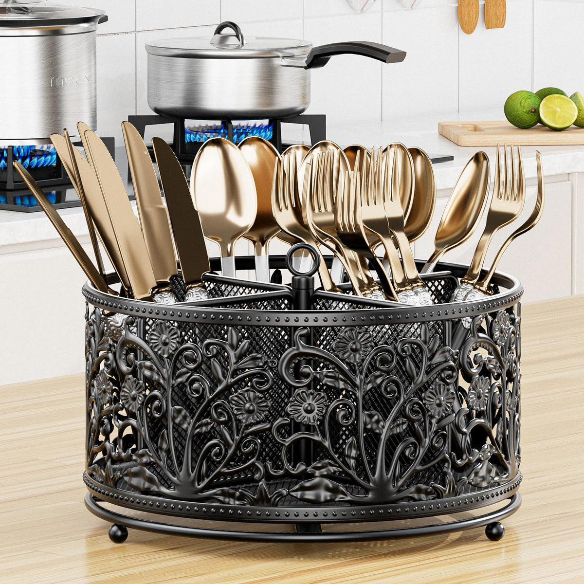 YIUKEA brushed metal countertop organizer with durable finish for long-lasting use