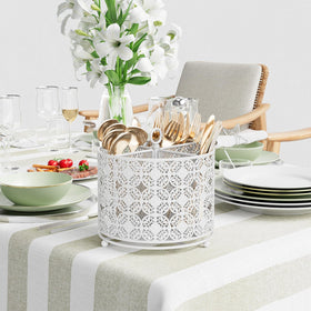 YIUKEA four-compartment organizer keeps forks, spoons, knives neatly separated